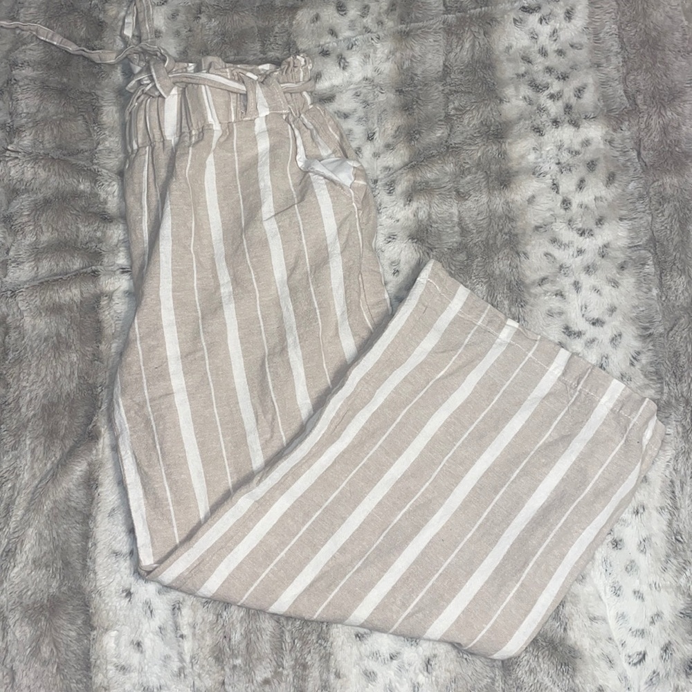 Wide Leg Ankle Length Linen Pants